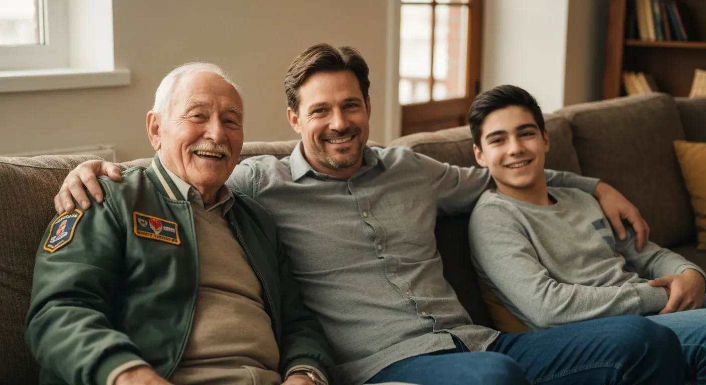 Veteran and family smiling together, illustrating life insurance protection for veterans.